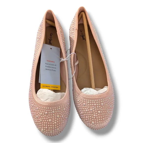 Cat & Jack Pink Dress Shoes with Sparkling Rhinestones Sz 3, 4 & 5 - Picture 1 of 9